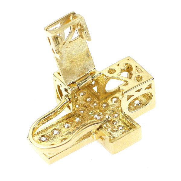 ゆきざき K18YG ダイヤモンド ペンダントトップ 0.61ct ダブルトップ クロス