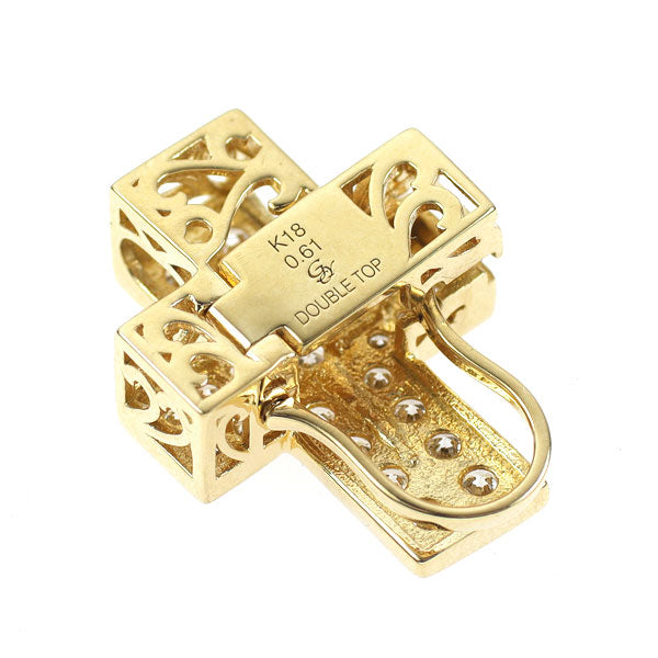 ゆきざき K18YG ダイヤモンド ペンダントトップ 0.61ct ダブルトップ クロス