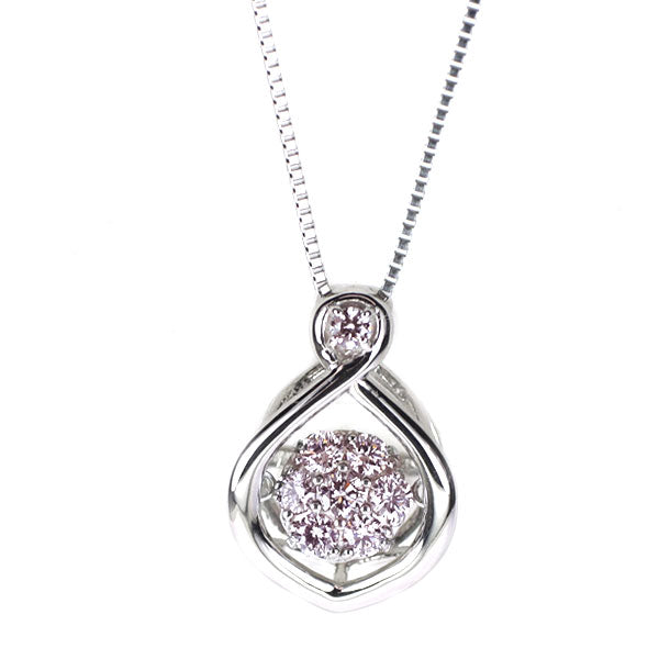 Pt900/ Pt850 天然ピンク ダイヤモンド ペンダントネックレス 0.25ct D0.02ct  フラワー
