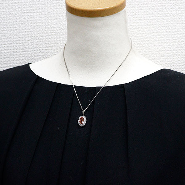 Pt900/ Pt850 インペリアルトパーズ ダイヤモンド ペンダントネックレス 2.34ct D0.58ct