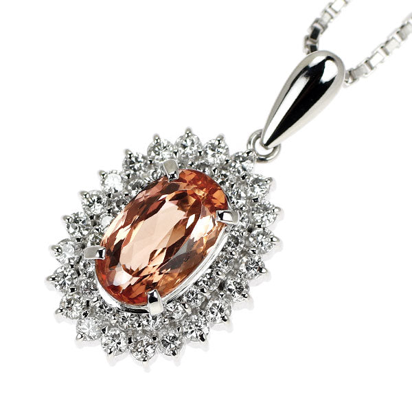 Pt900/ Pt850 インペリアルトパーズ ダイヤモンド ペンダントネックレス 2.34ct D0.58ct