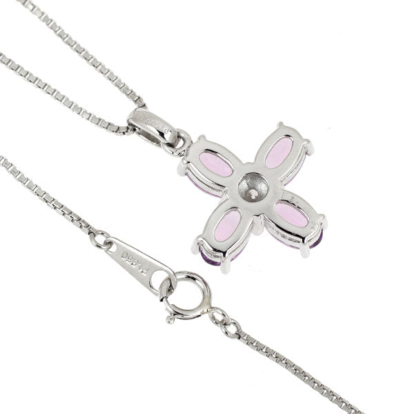 GINZA TANAKA Pt900/ Pt850 アメジスト ダイヤモンド ペンダントネックレス 1.51ct D0.07ct フラワー