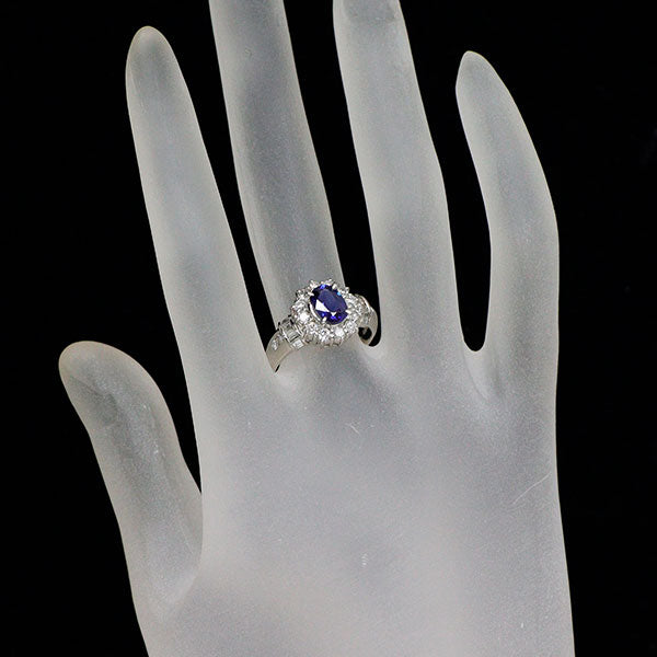 Pt900 サファイア ダイヤモンド リング 1.08ct D0.82ct