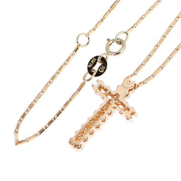 希少 K18PG 天然ピンクダイヤモンド ペンダントネックレス 0.32ct クロス
