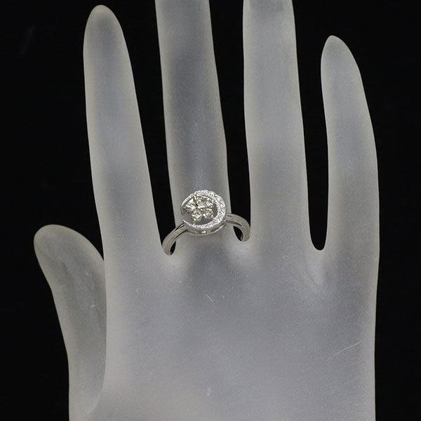 K18WG ダイヤモンド リング 0.30ct  月 スター