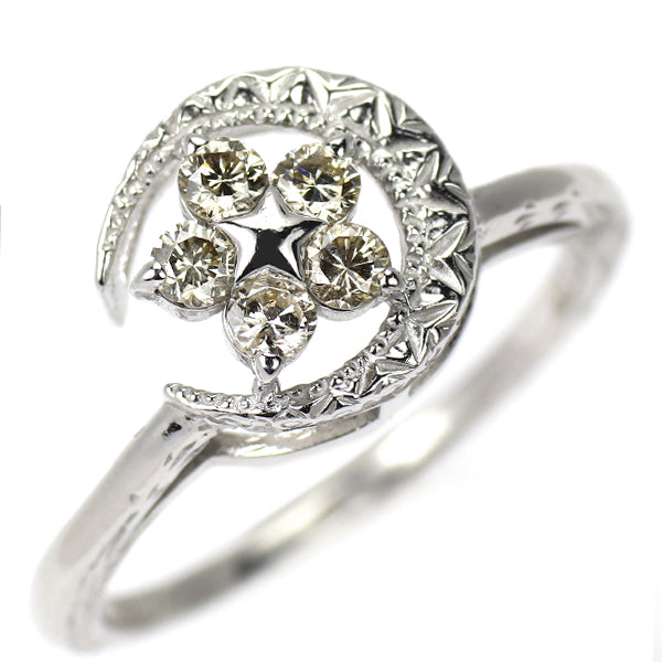 K18WG ダイヤモンド リング 0.30ct  月 スター