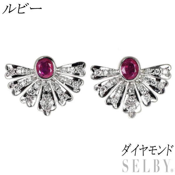 Pt900/Pt850 ルビー ダイヤモンド イヤリング