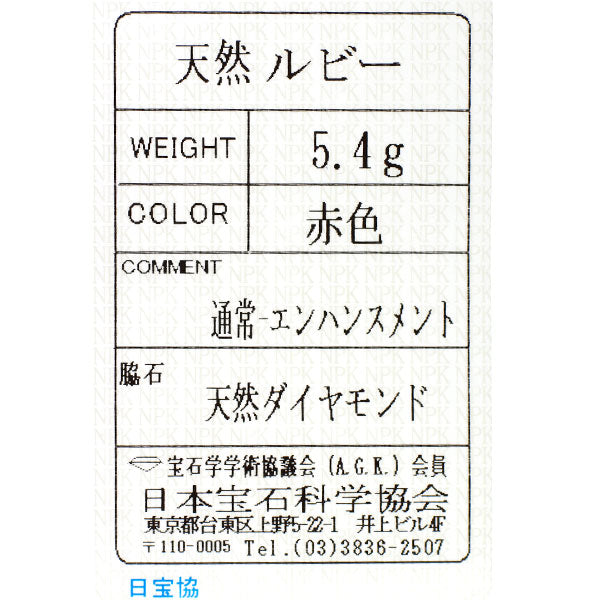 Pt900/Pt850 ルビー ダイヤモンド イヤリング