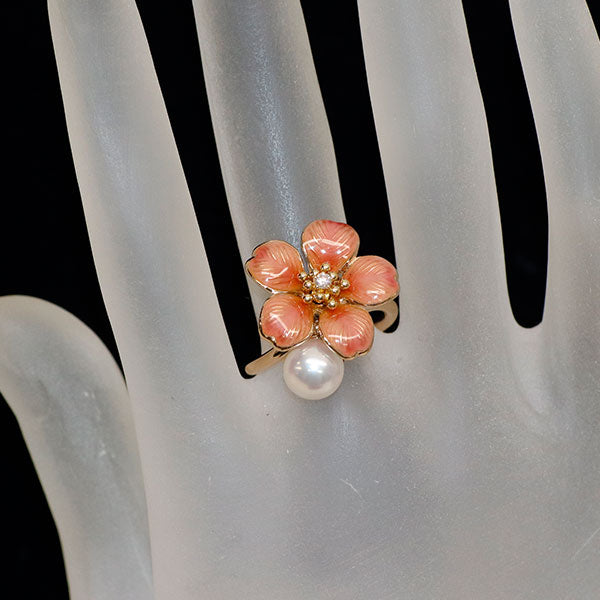 ミキモト エナメル/ K18PG アコヤ真珠/パール ダイヤモンド