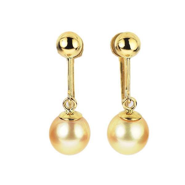 田崎真珠 K18YG ゴールデンアコヤパール イヤリング 径約6.3mm