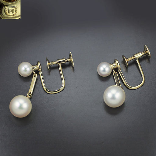 ミキモト K14YG アコヤ真珠 イヤリング 径約 5.0-7.5mm — セルビー