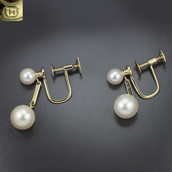 ミキモト K14YG アコヤ真珠 イヤリング 径約 5.0-7.5mm — セルビー