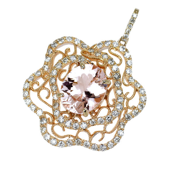 K18PG モルガナイト ダイヤモンド ペンダントトップ 2.75ct D0.90ct