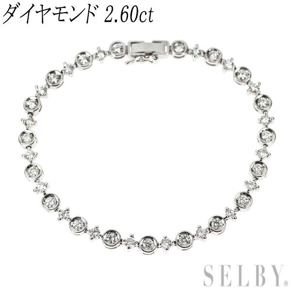 K18WG ダイヤモンド テニス ブレスレット 2.60ct