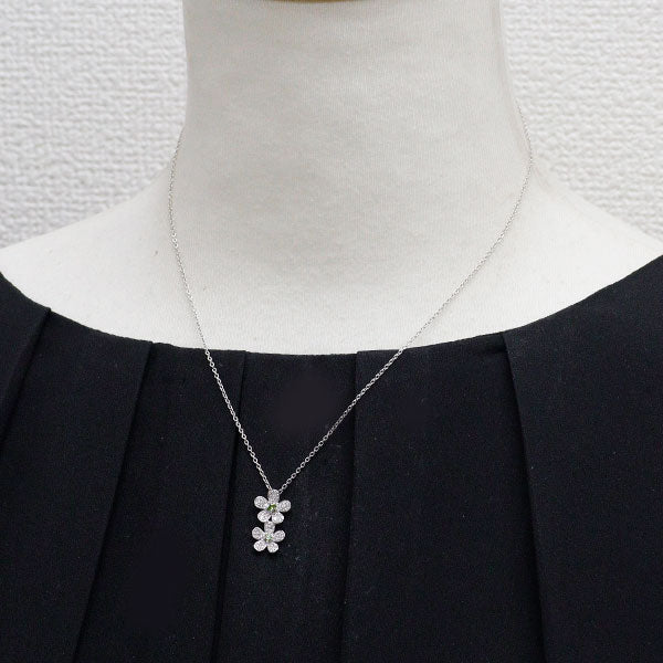 ポンテヴェキオ K18WG トリートグリーン ダイヤモンド  ペンダントネックレス 0.08ct D0.24ct  フラワー