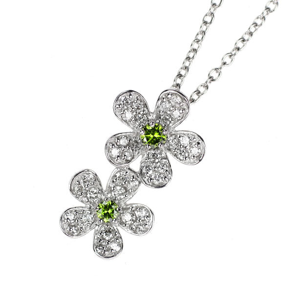 ポンテヴェキオ K18WG トリートグリーン ダイヤモンド  ペンダントネックレス 0.08ct D0.24ct  フラワー