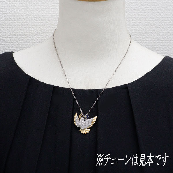 K18YG/K18WG/K14WG サファイア ダイヤモンド ブローチ兼ペンダント