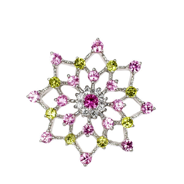 笠原真寿美 K18WG ピンクサファイア イエロートルマリン ダイヤモンド ペンダントトップ 0.85ct YT0.25ct D0.08ct