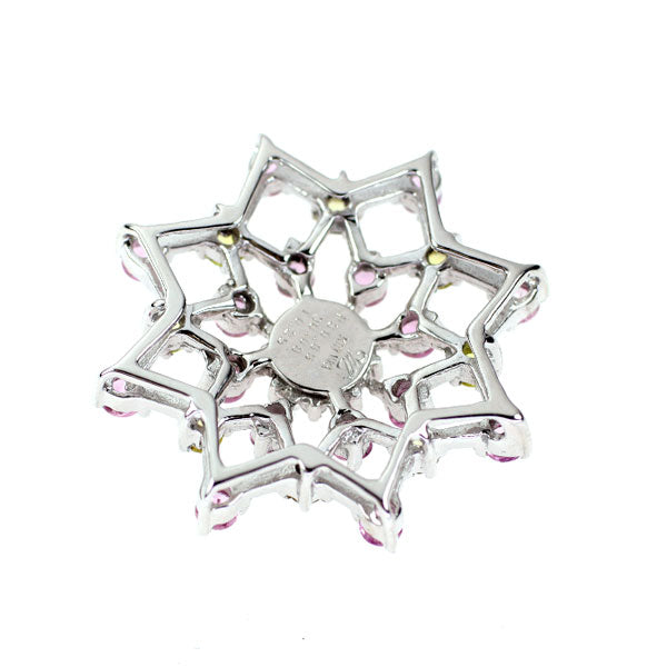笠原真寿美 K18WG ピンクサファイア イエロートルマリン ダイヤモンド ペンダントトップ 0.85ct YT0.25ct D0.08ct