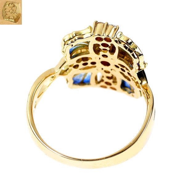 中嶋邦夫 エナメル/ K18YG ルビー ダイヤモンド リング 0.13ct D0.42ct クロス