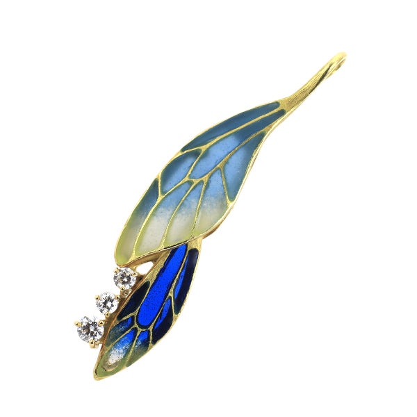 中嶋邦夫 エナメル/ K18YG ダイヤモンド ペンダントトップ 0.11ct