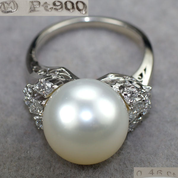 ミキモト Pt900 白蝶真珠 ダイヤモンド リング 径約12.3mm D0.46ct 《セルビー銀座店》【中古】