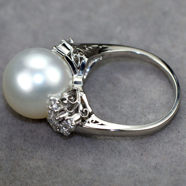 ミキモト Pt900 白蝶真珠 ダイヤモンド リング 径約12.3mm D0.46ct 《セルビー銀座店》【中古】