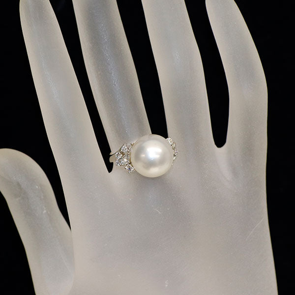 ミキモト Pt900 白蝶真珠 ダイヤモンド リング 径約12.3mm D0.46ct 《セルビー銀座店》【中古】