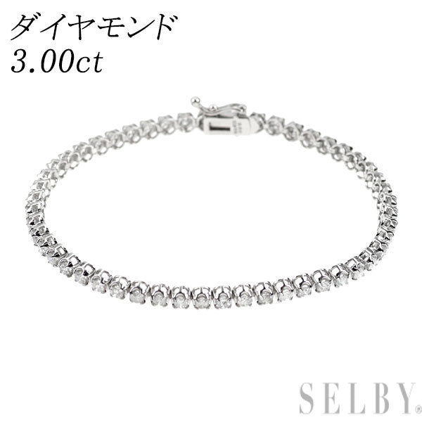 K18WG ダイヤモンド テニス ブレスレット 3.00ct