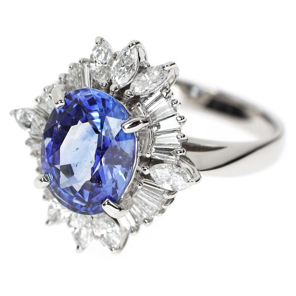 Pt900 サファイア ダイヤモンド リング 3.64ct 0.96ct