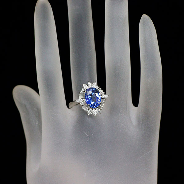 Pt900 サファイア ダイヤモンド リング 3.64ct 0.96ct
