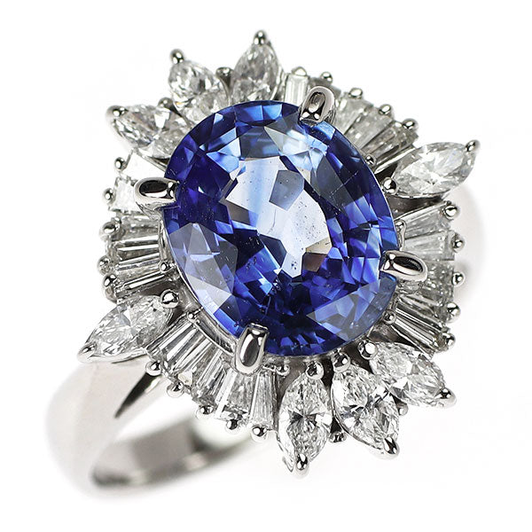 Pt900 サファイア ダイヤモンド リング 3.64ct 0.96ct