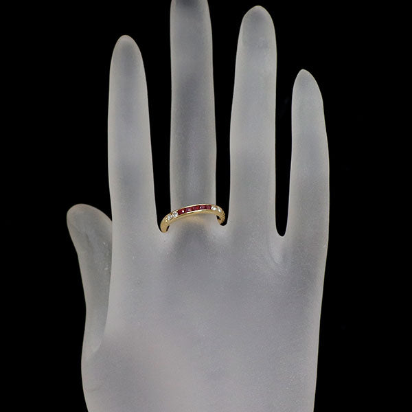 ミキモト K18YG ルビー ダイヤモンド リング 0.30ct D0.12ct