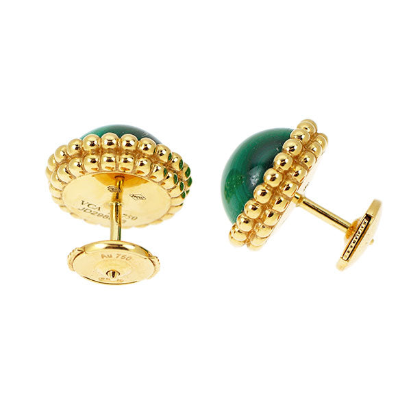 ヴァンクリーフ＆アーペル K18YG マラカイト ピアス ペルレ クルール 《セルビー銀座店》【中古】