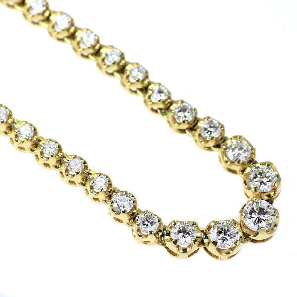 K18YG/ K14YG ダイヤモンド ネックレス 3.04ct テニス