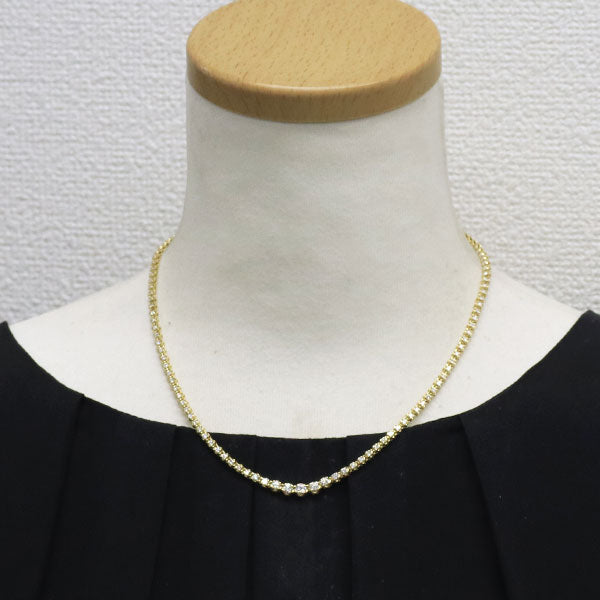 K18YG/ K14YG ダイヤモンド ネックレス 3.04ct テニス