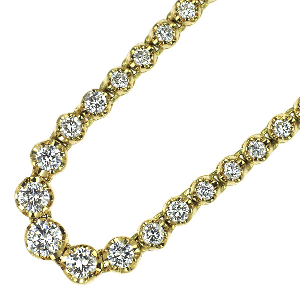 K18YG/ K14YG ダイヤモンド ネックレス 3.04ct テニス