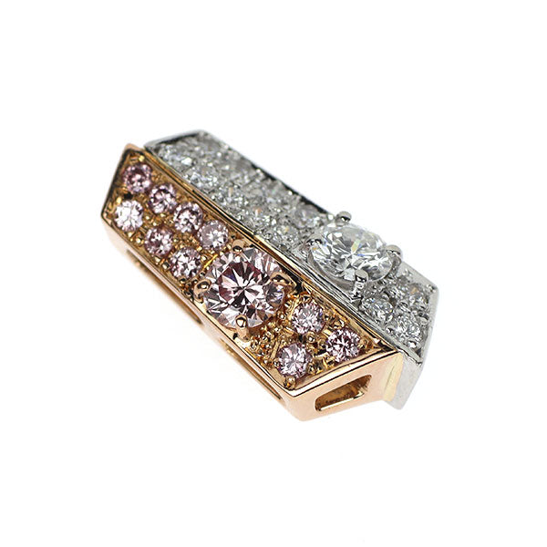 希少 K18PG/Pt900 天然ピンク ダイヤモンド ペンダントトップ 0.160ct FP SI1 D0.15ct PD0.11ct D0.11ct