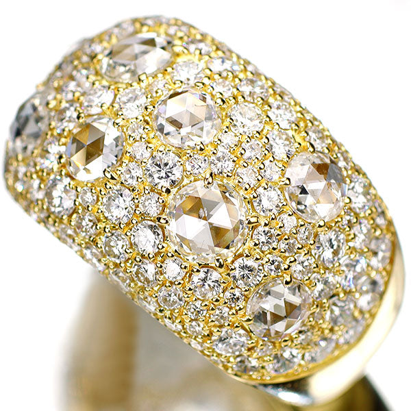 K18YG ローズカットダイヤモンド ハニカムパヴェ リング 1.34ct D1.89ct