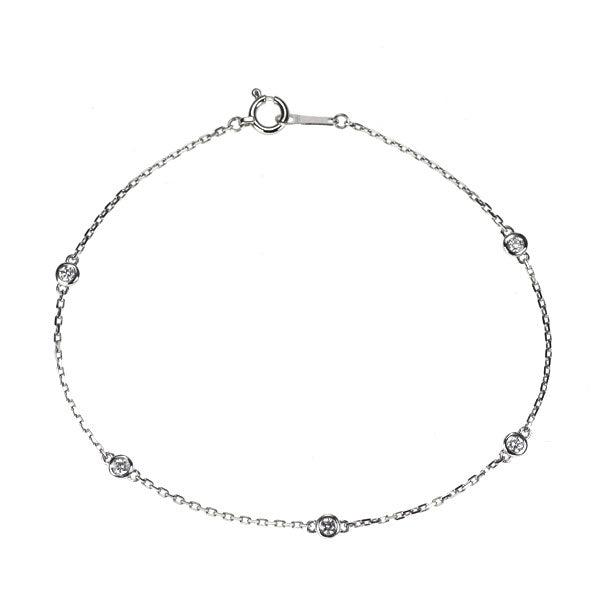 Pt850 ダイヤモンド ステーション ブレスレット 0.15ct