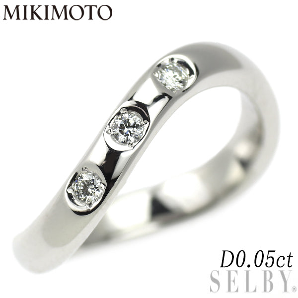 ミキモト Pt950 ダイヤモンド リング 0.05ct ピンキー  V字