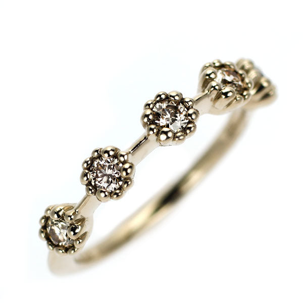 カシケイ K18BG ダイヤモンド リング 0.20ct フラワー ピンキー
