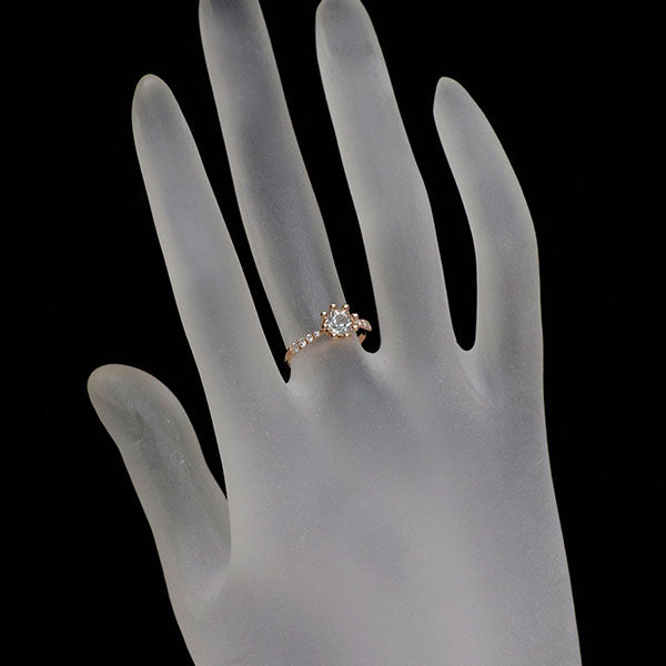 ポンテヴェキオ K18PG クオーツ ダイヤモンド リング D0.09ct