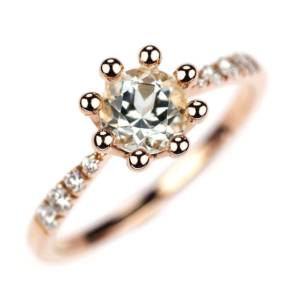 ポンテヴェキオ K18PG クオーツ ダイヤモンド リング D0.09ct