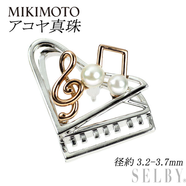 ミキモト SV/ K18PG アコヤ 真珠/パール ブローチ 径約3.2-3.7mm ピアノ