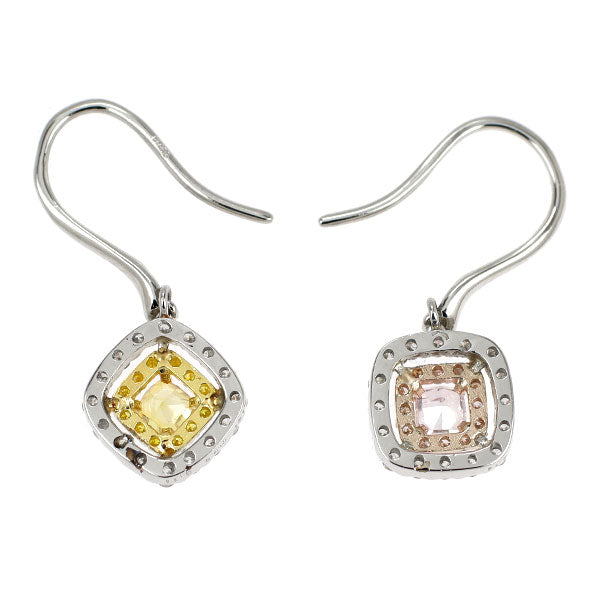 Pt950/K18YG/PG 天然イエロー/ピンクパープル/カラーレス ダイヤモンド ピアス 0.324ct FVOY/FPP VVS2 I1 D0.32ct