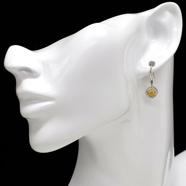 Pt950/K18YG/PG 天然イエロー/ピンクパープル/カラーレス ダイヤモンド ピアス 0.324ct FVOY/FPP VVS2 I1 D0.32ct