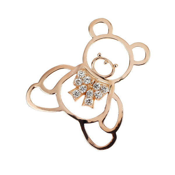 K18PG ダイヤモンド ペンダントトップ 0.10ct テディベア 熊