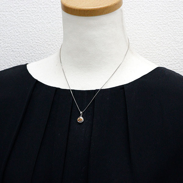 Pt900/Pt850 インペリアルトパーズ ダイヤモンド ペンダントネックレス 1.13ct D0.16ct