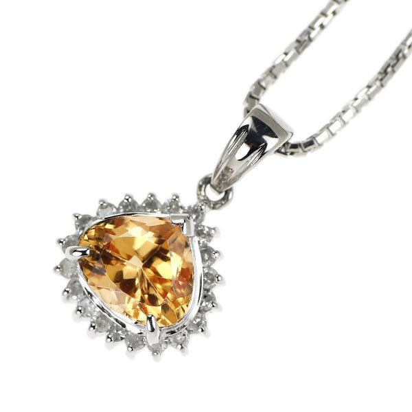 Pt900/Pt850 インペリアルトパーズ ダイヤモンド ペンダントネックレス 1.13ct D0.16ct